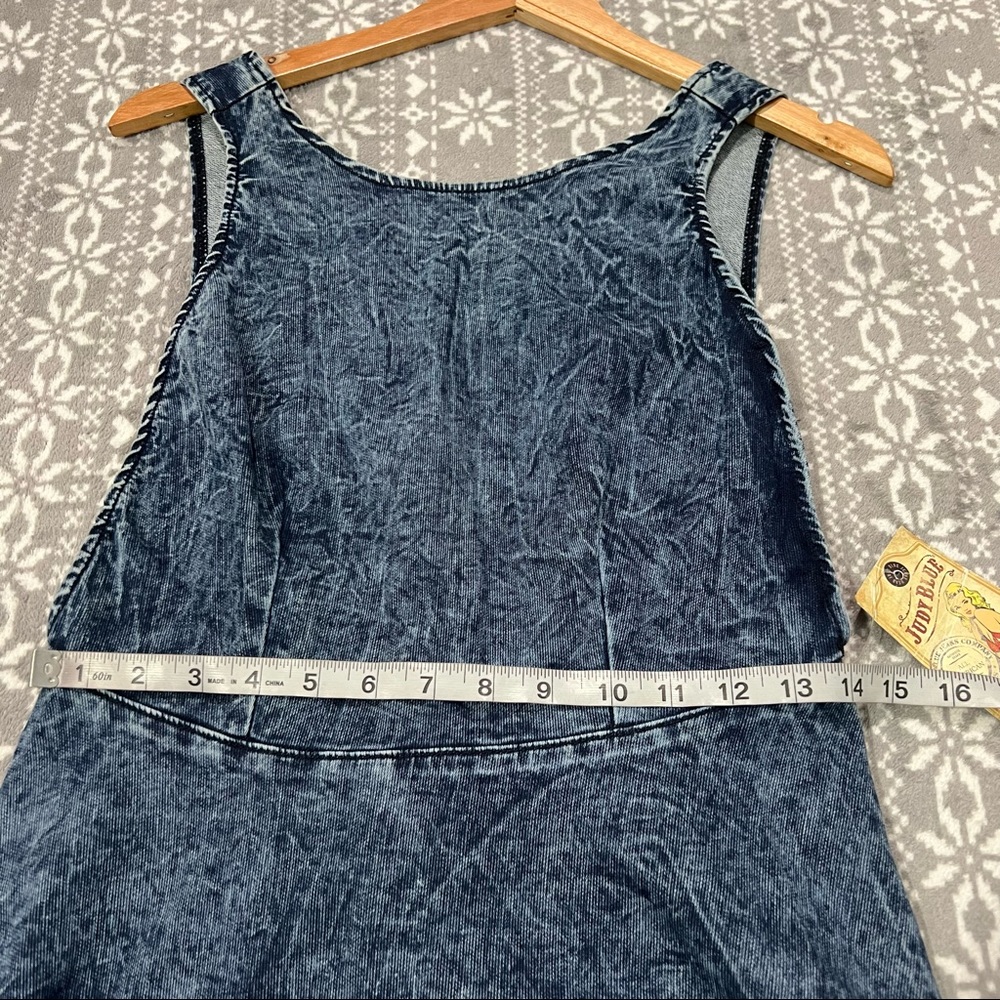 Judy Blue Vintage A-Line Skater Dress In Dark Blue Acid Wash Open Back Size L - Picture 8 of 10